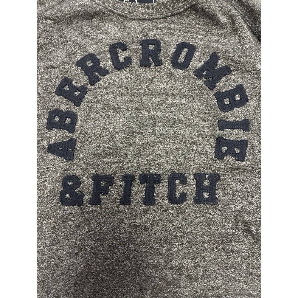 Abercrombie & Fitch Men's Sweatshirt Size M Muscle Gray w Textured Cloth Logo - Picture 5 of 7